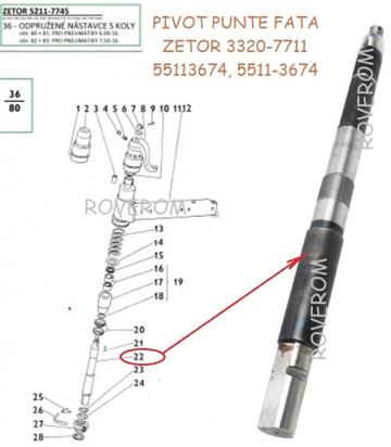 Pivot punte fata Zetor 3320-7711 de la Roverom Srl