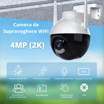 Camera de supraveghere wifi, Ultra HD 2K, 4 MP