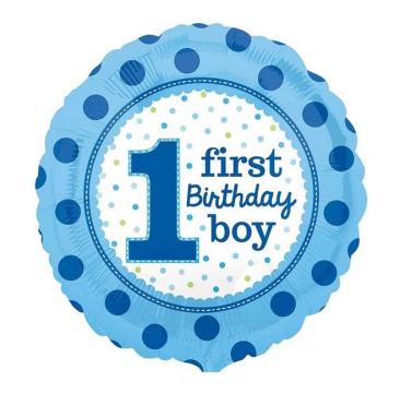 Balon folie First Birthday / Prima aniversare Boy 45cm