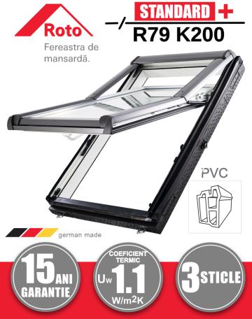 Fereastra mansarda + rama Roto R79 K200 PVC