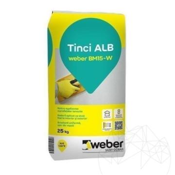 Mortar de tencuiala fina tinci alb Weber BM15-W, 25kg