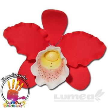 Orhideea cattleya XL rosu din pasta de zahar, L11 cm x l 8