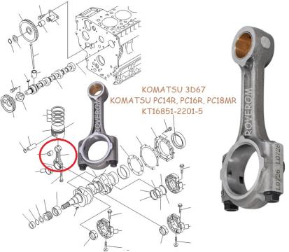 Biela motor Komatsu 3D67, Komatsu PC14R, PC16R, PC18MR de la Roverom Srl