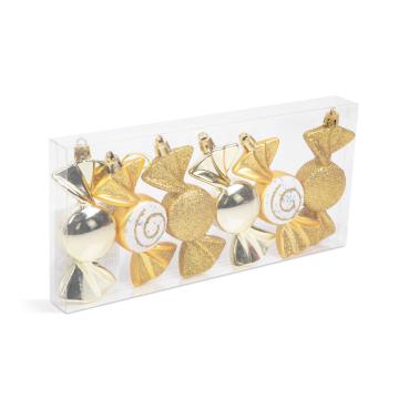 Set decor brad - bomboane aurii - 10 x 3,6 cm - 6 buc/set