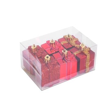 Set decor brad - cadouri rosii - 4,5 cm - 6 buc/set