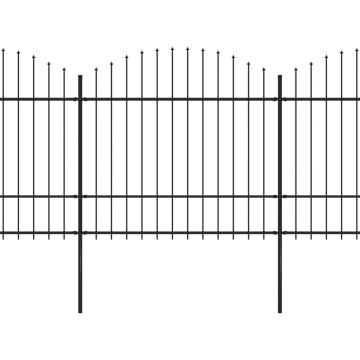 Gard de gradina cu varf sulita, negru, 10,2 m, otel de la VidaXL