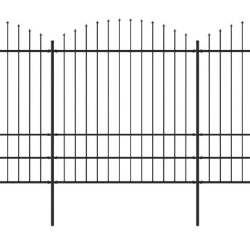 Gard de gradina cu varf sulita, negru, 11,9 m, otel