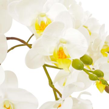 Planta artificiala orhidee cu ghiveci, alb, 60 cm
