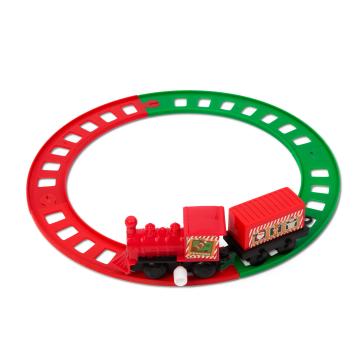 Jucarie Tren de Craciun - cu cheita - rosu/verde - 20 cm
