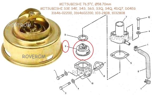 Termostat Mitsubishi S3E S4E, S4F, S4S, S6S, S3Q, S4Q, 4DQ7