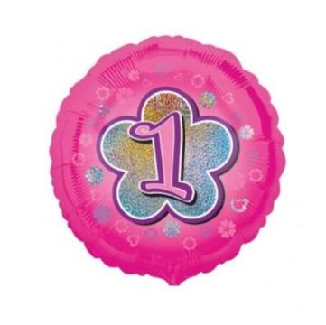 Balon folie Floare aniversare 1an roz 45cm