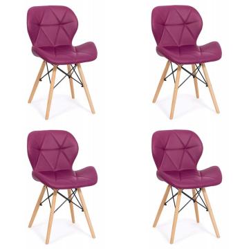 Set 4 scaune de bucatarie din piele si lemn de la European Med Prod