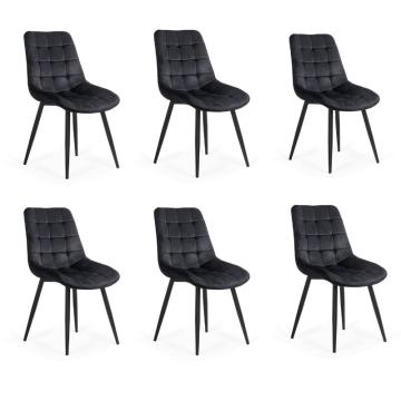 Set 6 scaune bucatarie si living din catifea BUC 206 negru