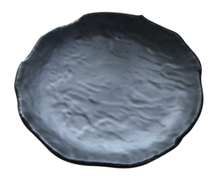 Farfurie melamina Raki, D20xh2,8cm, neagra cu aspect ardezie de la Kalina Textile SRL