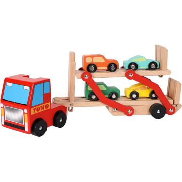 Jucarie Camion cu platforma si 4 masini din lemn de la Saralma Shop Srl