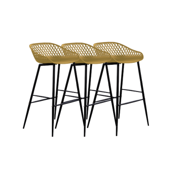 Set 3 scaune bar polipropilena galben negru Raki Toyoma