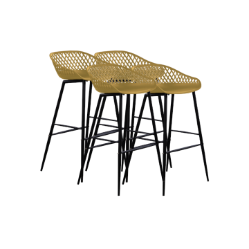 Set 4 scaune bar polipropilena galben negru Raki Toyoma