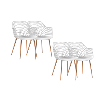 Set 4 scaune bucatarie, terasa 56x57x84cm alb Raki Toyoma