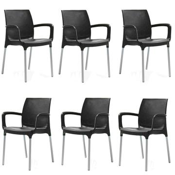 Set 6 scaune terasa Raki Sunset culoare neagra 55x58xh82cm