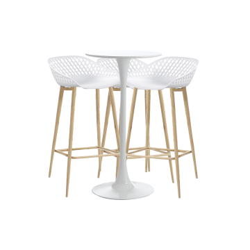 Set masa si scaune de bar alb, 4 piese, masa 60x101cm Raki