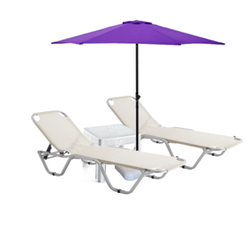 Set 2 sezlonguri Culinaro 5 pozitii bej 195x61x80cm