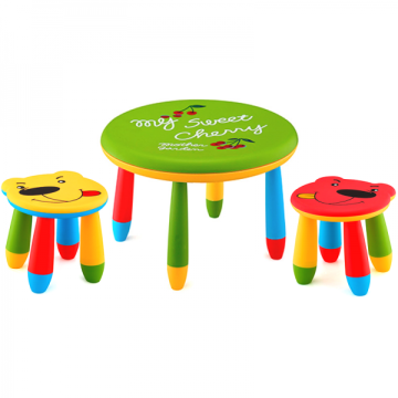 Set mobilier copii Raki, plastic, masa rotunda Slante de la Kalina Textile SRL