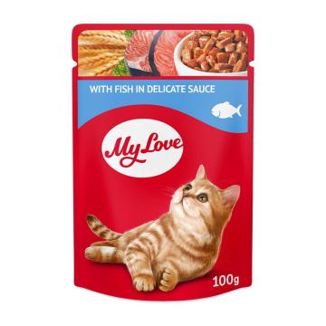 Plic hrana umeda pisica cu peste in sos 100g - MyLove de la Club4Paws Srl