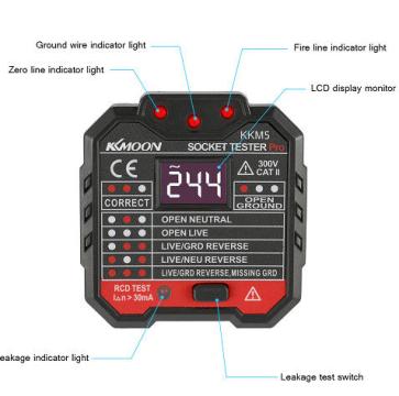 Tester priza profesional, cu afisaj si indicator LED