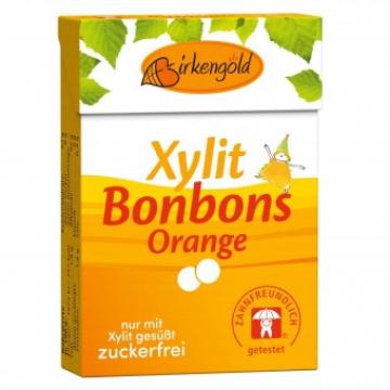 Drajeuri cu xylitol si portocale, 30g, Birkengold