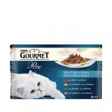 Hrana pisici Gourmet Perle 4x85g vita, pui, iepure, somon de la Supermarket Pentru Tine Srl