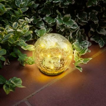 Lampa solara sfera sticla - 12 cm - 15 LED alb cald de la Rykdom Trade Srl