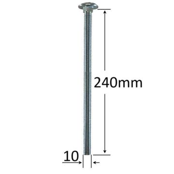 Surub filet metric cap bombat torbant M10x240 - 25 buc/cutie de la Marisim Total Instal Srl