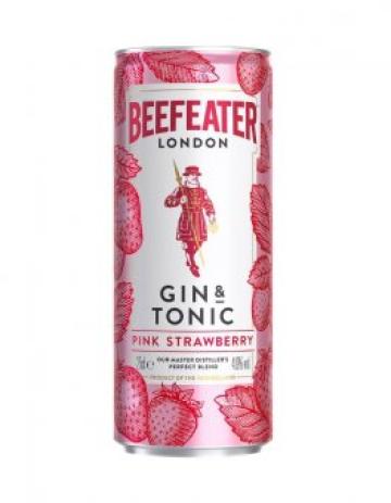 Gin tonic Beefeater Pink Strawberry 25cl, 4,9% Alc, SGR de la Supermarket Pentru Tine Srl