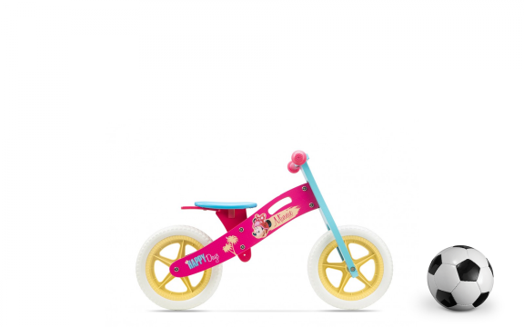 Bicicleta Wooden Balance Bike, Seven, Minnie, 12 inch