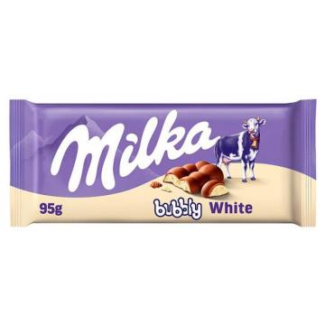 Ciocolata alba cu bule de aer Milka Bubbly White, 95 g de la Ana Corner Shop S.r.l.