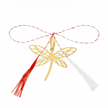 Pandantiv martisor din argint placat cu aur, libelula de la Atelier Lolit Srl