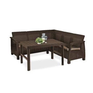 Canapea de colt mica Corfu relax cu masa Lyon maro de la Leziter Kft.