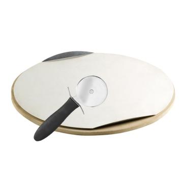 Piatra de pizza cu tava si taietor din aluminiu