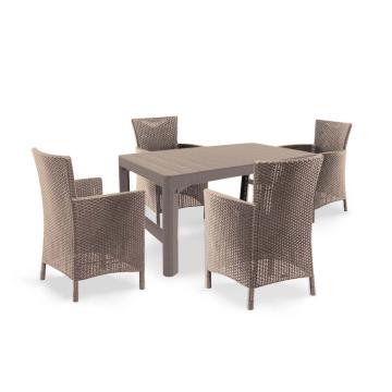 Set de mobilier de gradina Liowa 4+1 in culoarea cappuccino