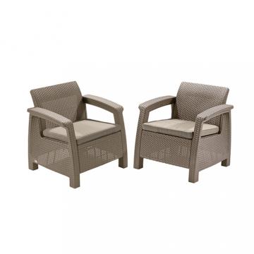 Set fotolii Corfu duo, culoare cappuccino, cu perna nisip