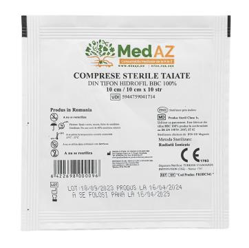 Comprese tifon sterile, taiate 10 x 10 cm x 10 straturi de la Medaz Life Consum Srl