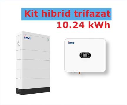 Kit invertor solar hibrid trifazat INVT XD10KTR-10.24kWh