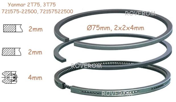 Segmenti piston Yanmar 2T75, 3T75 (75mm)