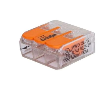 Set 10 cleme Wago 3 poli 221-413 | compatibile 0,2-4mm2