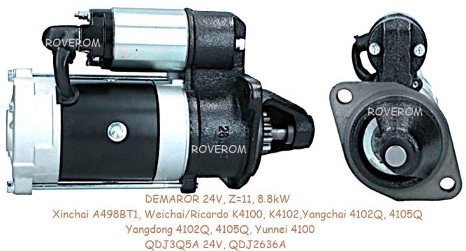 Demaror Xinchai A498BT1, Weichai/Ricardo K4100, K4102, 24V