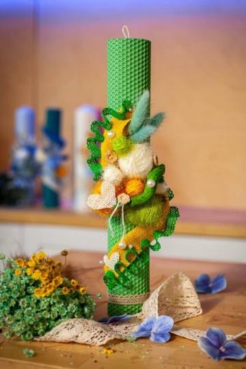 Lumanare A12 Cotton Candy - ceara naturala verde menta de la Andreeatex