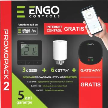 Termostat de ambient Promopack 2 ENGO cu 6 ETRV