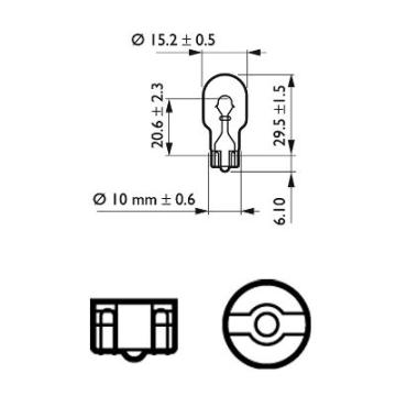 Bec frana W16W 12V set 10 buc Philips