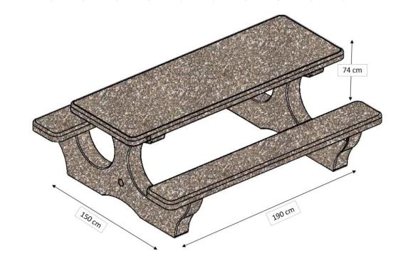 Set masa din beton cu banci aspect piatra naturala