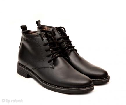 Ghete barbati piele naturala negre casual-elegante cu siret